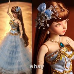 1/3 BJD Doll Long Wigs Dress Handpainted Makeup Headwear Full Set Toy Elegant