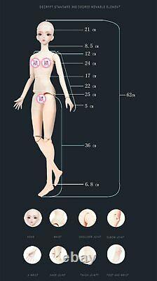 1/3 BJD Doll Mechanical Joint Body with Makeup 62cm Height Girls SD Full Set Toy