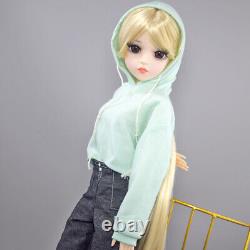 1/3 BJD Doll Toy 24 inch Girl Doll Long Blonde Wigs Clothes Pants Shoe Full Set