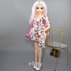 1/3 BJD Doll Toy 24 inch Girl Doll Long Gradient Wigs Dress Shoes Full Set Gift