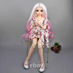 1/3 BJD Doll Toy 24 inch Girl Doll Long Gradient Wigs Dress Shoes Full Set Gift