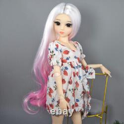 1/3 BJD Doll Toy 24 inch Girl Doll Long Gradient Wigs Dress Shoes Full Set Gift