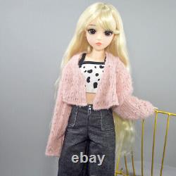 1/3 BJD Doll Toy 24 inch Girl Doll with Fashion Clothes Suit Blonde Wigs Full Set