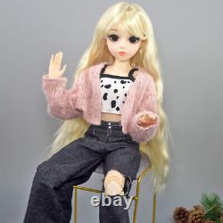 1/3 BJD Doll Toy 24 inch Girl Doll with Fashion Clothes Suit Blonde Wigs Full Set