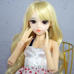 1/3 BJD Doll Toy Cute Girl Doll Long Wavy Blonde Wigs Makeup Full Set Finished