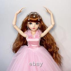 1/3 BJD Doll Toy Full Set including Pink Wedding Dress Blue Eyes Upgrade Makeup
