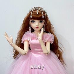 1/3 BJD Doll Toy Full Set including Pink Wedding Dress Eye Upgrade Makeup Pretty