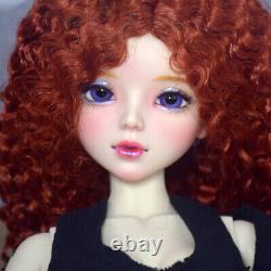 1/3 BJD Doll Toy Long Curly Dark Orange Wigs Full Set Doll Finished Realistic