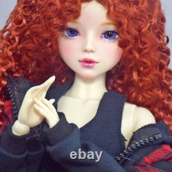 1/3 BJD Doll Toy Long Curly Dark Orange Wigs Full Set Doll Finished Realistic