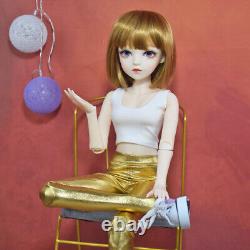 1/3 BJD Doll Toy Removeable Vest Pants Shoes Wigs Eyeballs Full Set Girl Doll