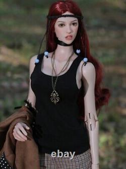 1/3 BJD Doll Women Female Resin Movable Joints Eyes Red Hair Clothes Girls Toys
