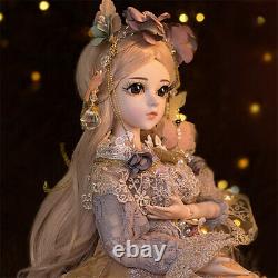 1/3 BJD Doll with Clothes Brown Eyes Wigs Shoes Makeup Full Set Outfit Kids Toy
