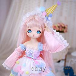 1/4 BJD 34 Joints Girl Doll with Dress Shoes Wigs Blue Eyes Makeup Full Set Toy