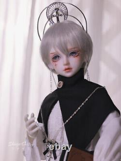 1/4 BJD Doll Boy Resin Ball Jointed Body Eyes Face Makeup Wig Crown Full Set Toy