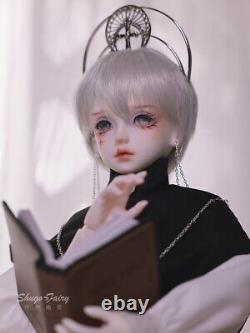 1/4 BJD Doll Boy Resin Ball Jointed Body Eyes Face Makeup Wig Crown Full Set Toy