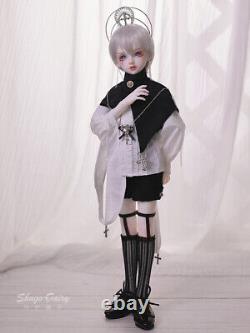 1/4 BJD Doll Boy Resin Ball Jointed Body Eyes Face Makeup Wig Crown Full Set Toy