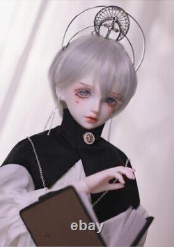 1/4 BJD Doll Boy Resin Ball Jointed Body Eyes Face Makeup Wig Crown Full Set Toy