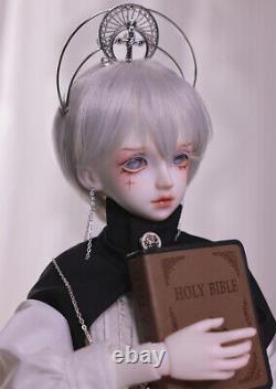 1/4 BJD Doll Boy Resin Ball Jointed Body Eyes Face Makeup Wig Crown Full Set Toy