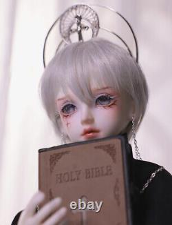 1/4 BJD Doll Boy Resin Ball Jointed Body Eyes Face Makeup Wig Crown Full Set Toy