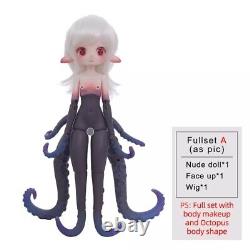 1/6 BJD Blue Purple Gradient Octopus Body Hand Made Face Elf Ears Resin Toy Doll