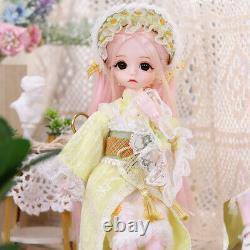 1/6 BJD Doll 11inch 28cm Girl Doll Full Set Dress Clothes with Face Makeup Kia Toy
