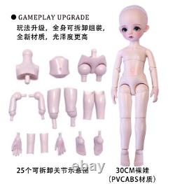 1/6 BJD Doll 30cm Cute Girl Clothes Full Set Eyes Face Makeup Kids Gift Toys SET
