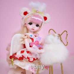 1/6 BJD Doll Cute Girl Doll with Full Set Outfit Face Makeup Moveable Joints Toy