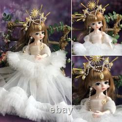 1/6 BJD Doll Full Set White Wedding Dress Green Eyes Face Makeup Toy for Child