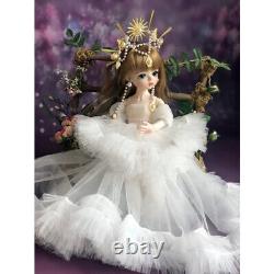 1/6 BJD Doll Full Set White Wedding Dress Green Eyes Face Makeup Toy for Child