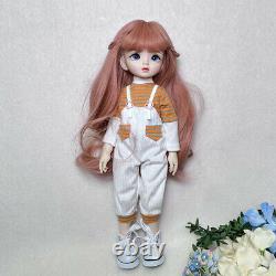 1/6 BJD Doll Girl Face Makeup Full Set Changeable Clothes Shoes Wigs Eyes Toys