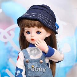 1/6 BJD Doll Mini Girl Doll with Glitter Blue Eyes Clothes Shoe Hat Full Set Toy