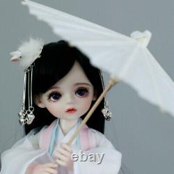 1/6 BJD Doll Mini Girls with Changeable Eyes Wigs Clothes Umbrella Full Set Toys