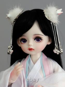 1/6 BJD Doll Mini Girls with Changeable Eyes Wigs Clothes Umbrella Full Set Toys