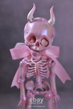 1/6 BJD Doll Pink Skeleton Resin Movable Joints with Horns Makeup Fantasy Toys