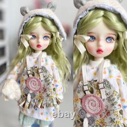 1/6 BJD Doll Pretty 12 inch Girl Doll Green Wigs Handpainted Makeup Full Set Toy