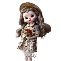 1/6 BJD Doll Resin Head Openable with Removeable Clothes Shoes Wigs Full Set Toy