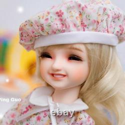 1/6 BJD Doll Smile Girl Toddler Recast Eyes Clothes Wig Face Makeup Full Set Toy