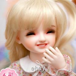 1/6 BJD Doll Smile Girl Toddler Recast Eyes Clothes Wig Face Makeup Full Set Toy