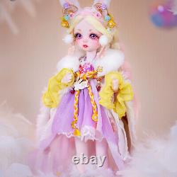 1/6 BJD Doll Toy Full Set with 28cm Dolls Handpainted Makeup Outfits Headwear