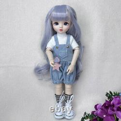 1/6 Mechanical Joints Doll Girl with Outfit Removable Wigs Eyeball Full Set Toy