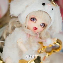 1/8 BJD Doll FULL SET Smile Girl Mini Ball Jointed Body Eyes Face Makeup Wig Toy