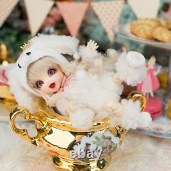 1/8 BJD Doll FULL SET Smile Girl Mini Ball Jointed Body Eyes Face Makeup Wig Toy