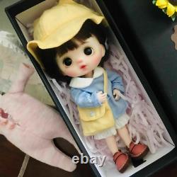 1/8 BJD Doll Girl Pretty Kindergarten Outfits Eyes Face Makeup Hair Full Set Toy