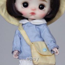 15cm 1/12 BJD Ball Jointed Doll Girl Blue Clothes Wigs Eyes Outfits Full Set Toy