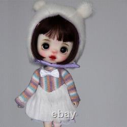 15cm BJD Doll Ball Jointed Girl Body Resin Head Full Set Clothes Face Makeup Toy
