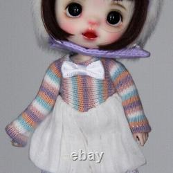 15cm BJD Doll Ball Jointed Girl Body Resin Head Full Set Clothes Face Makeup Toy