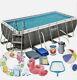 16 In Set Bestway 56722 Swimming Pool 13.6ft (412 X 201x 122 Cm) Rectangular