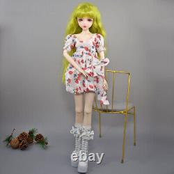 22 inch Height Girl Doll with Dress Shoes Green Wigs Glitter Eyes Full Set Toy