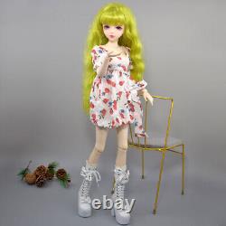 22 inch Height Girl Doll with Dress Shoes Green Wigs Glitter Eyes Full Set Toy