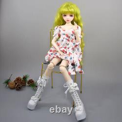 22 inch Height Girl Doll with Dress Shoes Green Wigs Glitter Eyes Full Set Toy